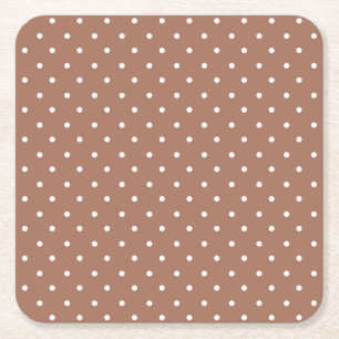 Porta-copo De Papel Quadrado Padrão de bolinhas marrom médio contínuo