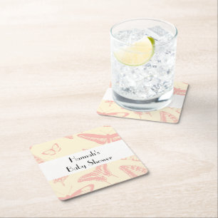 Porta-copo De Papel Quadrado Padrão de borboletas, borboletas cor-de-rosa, Chá 