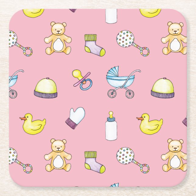 Porta-copo De Papel Quadrado Padrão de chá de fraldas cúmulo (Frente)