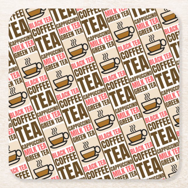 Porta-copo De Papel Quadrado PADRÃO DE CHÁ, Porta copos de papel (Frente)