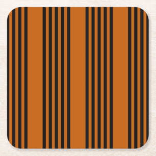 Porta-copo De Papel Quadrado Padrão de cinco faixas de laranja preto e queimado