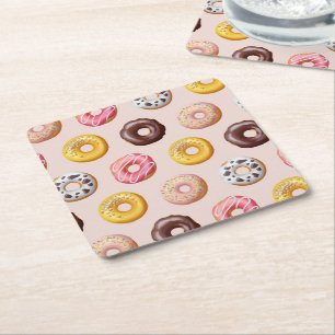 Porta-copo De Papel Quadrado Padrão de Compro da padaria de rosquinha
