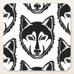 Porta-copo De Papel Quadrado Padrão de corte Lino do retrato preto e branco do 