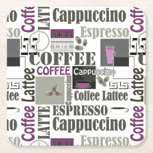 Porta-copo De Papel Quadrado padrão de cozinha de café retrô para espresso latt