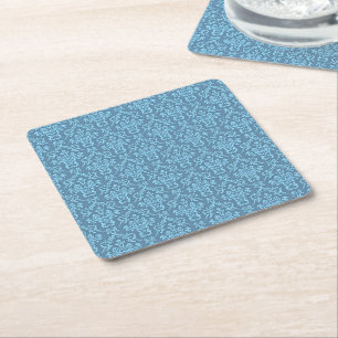 Porta-copo De Papel Quadrado Padrão de Damasco Azul