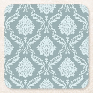 Porta-copo De Papel Quadrado Padrão de Damasco Rococó Azul Ovo de Pato+Turquesa