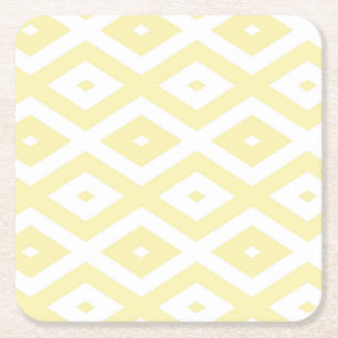 Porta-copo De Papel Quadrado Padrão de diamante amarelo pálido e branco