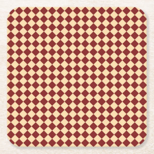 Porta-copo De Papel Quadrado Padrão de diamante do verificador amarelo vermelho