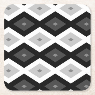 Porta-copo De Papel Quadrado Padrão de diamante preto, branco e cinza