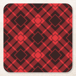 Porta-copo De Papel Quadrado Padrão de diamante vermelho Tartan