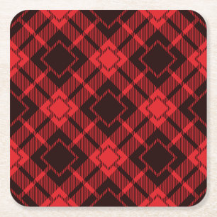 Porta-copo De Papel Quadrado Padrão de diamante vermelho Tartan  