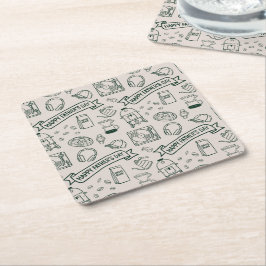 Porta-copo De Papel Quadrado Padrão de Doodle do Dia dos Pais Moderno Pai Milen
