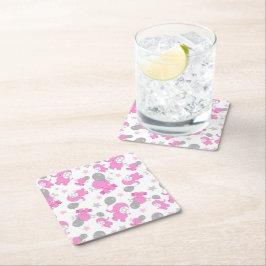 Porta-copo De Papel Quadrado Padrão De Elefantes Rosa, Elefantes Cutes, Estrela