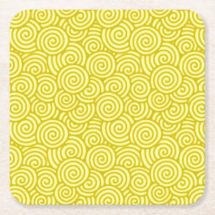 Porta-copo De Papel Quadrado Padrão de espiral japonês - mostarda e amarelo cla
