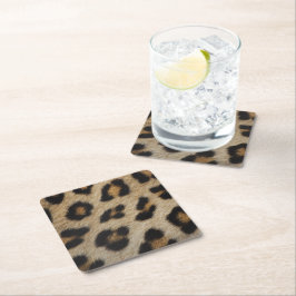 Porta-copo De Papel Quadrado Padrão de estampa animal de pele de leopardo elega