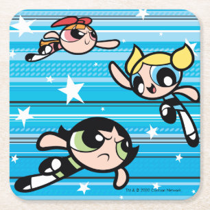Porta-copo De Papel Quadrado Padrão de estrela de garotas do Powerpuff