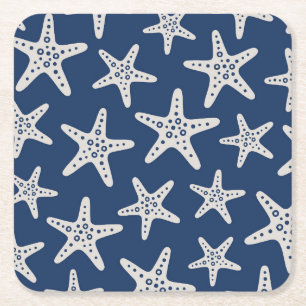 Porta-copo De Papel Quadrado Padrão de Estrela-do-Mar Azul