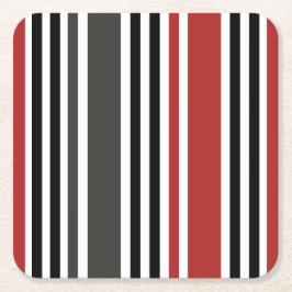 Porta-copo De Papel Quadrado Padrão de Faixa Vertical da Cinza Negra Vermelha