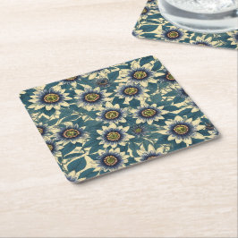 Porta-copo De Papel Quadrado Padrão de Flor Azul Paixão