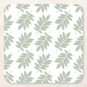 Porta-copo De Papel Quadrado Padrão de Folha de Idoso Verde+Branco