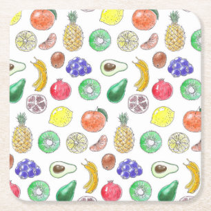 Porta-copo De Papel Quadrado padrão de fruta