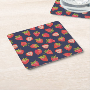 Porta-copo De Papel Quadrado Padrão de frutas de verão de morango