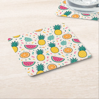 Porta-copo De Papel Quadrado Padrão de Frutas Tropicais