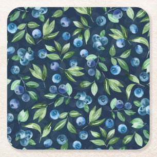 Porta-copo De Papel Quadrado Padrão de Fundo Escuro do Amorango Azul