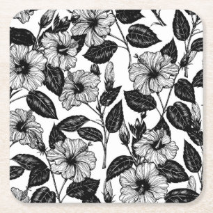 Porta-copo De Papel Quadrado Padrão de hibiscus