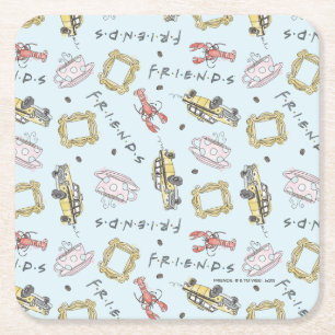 Porta-copo De Papel Quadrado Padrão de Ícones de Aquarela FRIENDS™