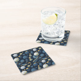 Porta-copo De Papel Quadrado padrão de ilustração de planetas realistas