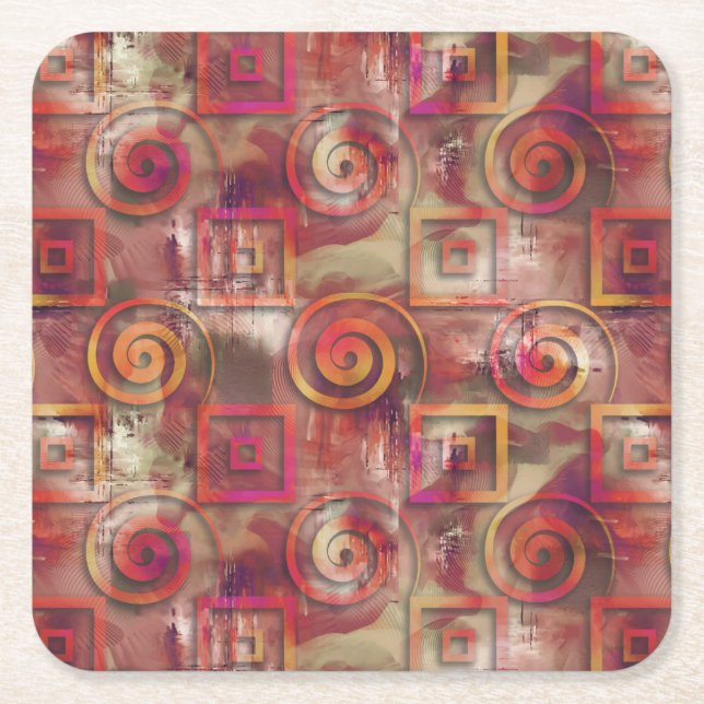Porta-copo De Papel Quadrado Padrão de Impressão de Arte Gerado Digitalmente po (Frente)