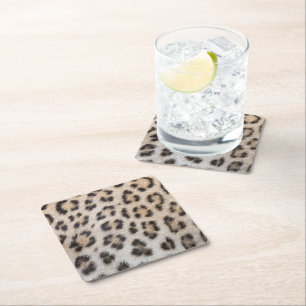Porta-copo De Papel Quadrado Padrão de impressão de peles de leopardo-na moda e