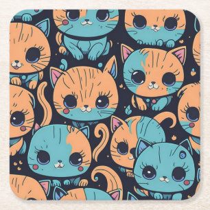 Porta-copo De Papel Quadrado Padrão de Kittens