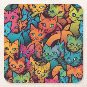 Porta-copo De Papel Quadrado Padrão de Kittens