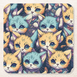 Porta-copo De Papel Quadrado Padrão de Kittens