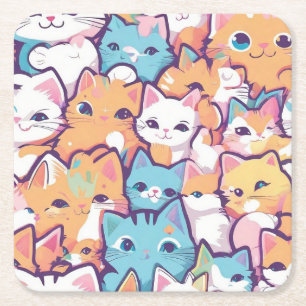 Porta-copo De Papel Quadrado Padrão de Kittens