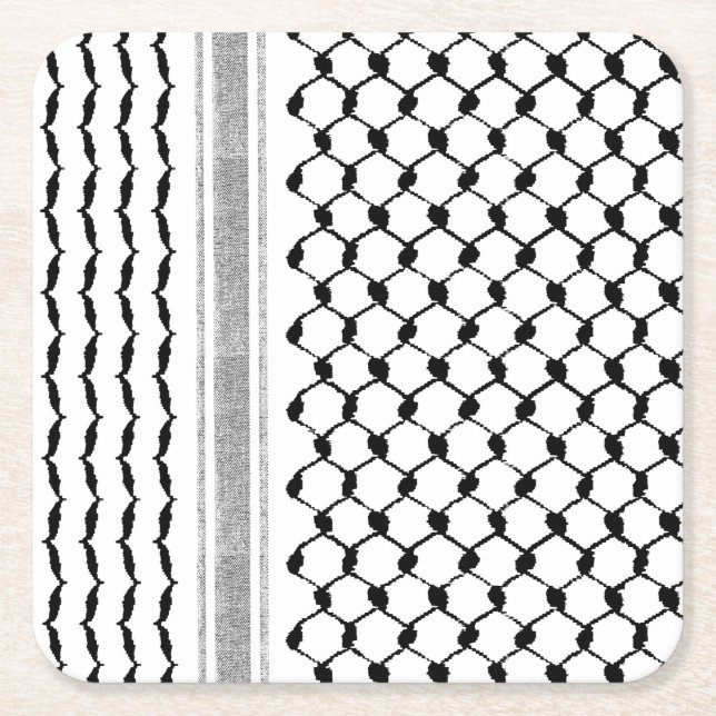 Porta-copo De Papel Quadrado Padrão de Kufiya Árabe Palestiniano Personalizado  (Frente)