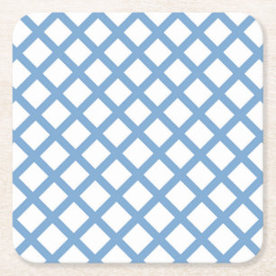 Porta-copo De Papel Quadrado Padrão de Listra de Diamante Arlequim Branco Azul