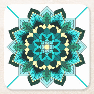 Porta-copo De Papel Quadrado Padrão de Mandala 02 na Porta copos de Papel Quadr