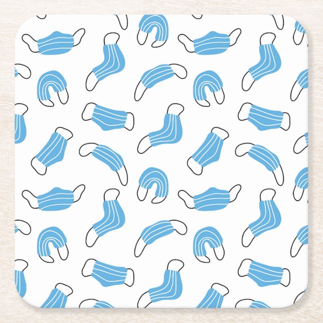 Porta-copo De Papel Quadrado Padrão de máscara médica (Frente)