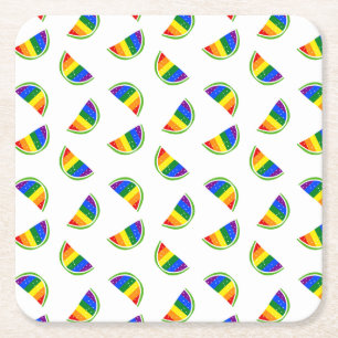 Porta-copo De Papel Quadrado Padrão de Melancia Arco-Íris