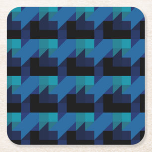 Porta-copo De Papel Quadrado Padrão de mistura geométrica azul escura