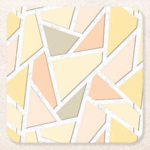 Porta-copo De Papel Quadrado Padrão de mosaico amarelo limão
