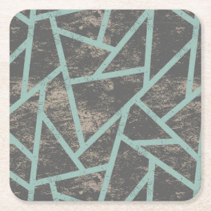 Porta-copo De Papel Quadrado Padrão de mosaico verde-claro e cinza