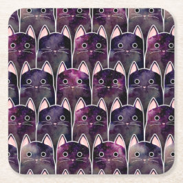 Porta-copo De Papel Quadrado Padrão De Muitos Gatos Galáxicos