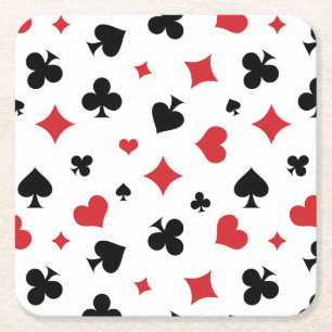 Porta-copo De Papel Quadrado Padrão de Naipes de Cartas de Baralho Modernas