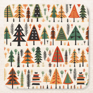 Porta-copo De Papel Quadrado Padrão de Natal de Arte Folclórica Escandinava