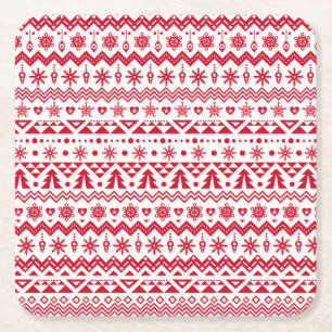 Porta-copo De Papel Quadrado Padrão de natal festivo sem soldadura.