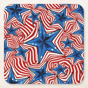 Porta-copo De Papel Quadrado Padrão de Negrito de Estrelas e Stripes